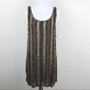 Haute Hippie Beaded Leather Cocktail Dress Gold